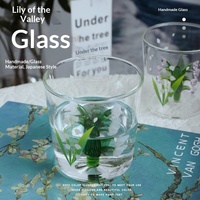Mug à café en verre artisanal 3D sans couvercle, motif muguet, résistant aux hautes températures