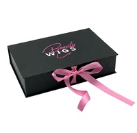 Boîte cadeau de luxe pour perruques avec ruban et logo personnalisé en satin, boîte d'emballage pour vêtements, t-shirts, robes, pantalons, extensions de cheveux