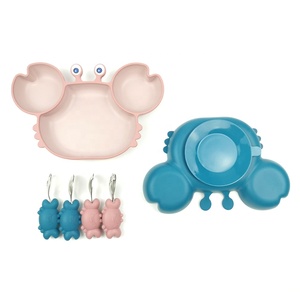 Piatto in Silicone a Forma <span class=keywords><strong>di</strong></span> Granchio per Alimenti, Ecologico, per Bambini, con Posate, Senza BPA, Disponibile, Personalizzabile con Logo e Marchio - Product Image 1