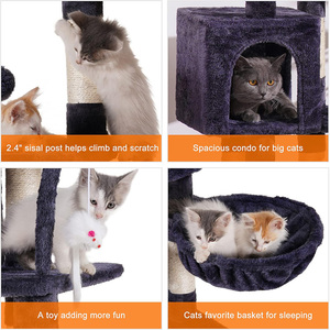 ผู้ผลิต Petdom ขายส่งต้นไม้คอนโดทรงหอคอยสีเทา เบจ น้ำตาล - Product Image 4