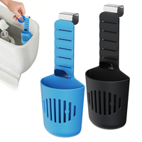 Support de tablettes de chlore à libération contrôlée en silicone réglable pour réservoir de toilettes, avec panier de rangement grand format et crochets