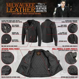 2025 LKM1702 veste en cuir véritable Vintage pour hommes plat noir moto Biker Style W/CE armure Protection-3X-Large - Product Image 5