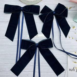 โบว์ริบบิ้นกำมะหยี่แบบหน้าเดียวสำหรับตกแต่งงานฝีมือสีทึบออกแบบได้ตามต้องการ - Product Image 3