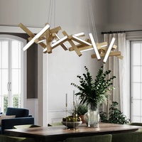 Zhongshan usine d'éclairage en acier inoxydable salle à manger table bar ligne lustre suspendu créatif
