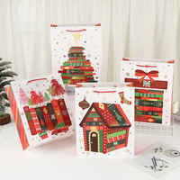 Sacs cadeaux de Noël en papier avec estampage doré, sacs à main pour fêtes de Noël, cadeaux, artisanat, emballage de bonbons, sacs en papier carton blanc