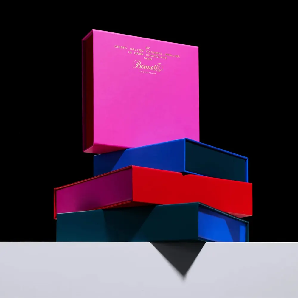 Custom Color Coated Paper Chocolate Packaging Luxury Magnetic Book Shape Box with Logo Customize