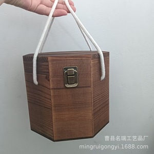 Caja de almacenamiento de madera Mingrui rectangular de 17x17x16cm con asa de cuerda para almacenamiento decorativo - Product Image 4