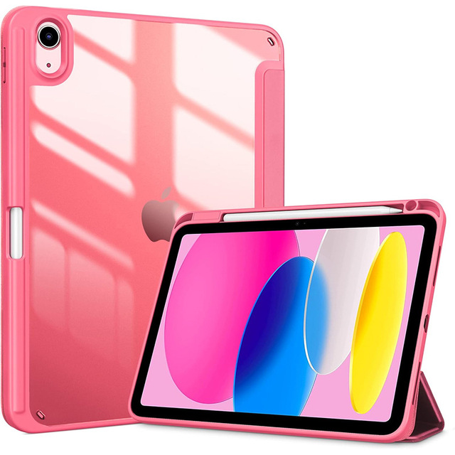 New PU Leather Clear Back Cover Shockproof Smart Tablet Cover Cases with Pencil Holder for iPad 10th 11th Generation A16 2025