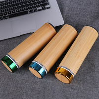Harga Pabrik Cangkir Bambu Vakum Logo Kustom Merek Hadiah Promosi Botol Air Bambu Tumbler dengan Lapisan Baja Tahan Karat 304