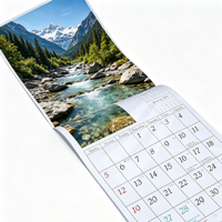 Papier d'art A3 157 g/m², impression offset, calendrier personnalisé, reliure à chevalet avec plastification