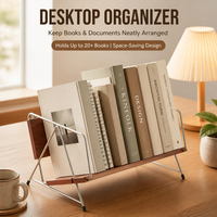 Étagère de bureau en bois massif de 40 cm, support de livres en fil métallique, porte-documents incliné, porte-revues pour rangement sur table