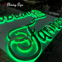 Enseignes lumineuses en métal personnalisées pour entreprises, lettres rétroéclairées, logo LED pour magasin, café, enseigne extérieure colorée, design de panneau publicitaire