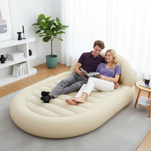 Modern Inflatable Lounge <strong>Sofa</strong> <strong>Bed</strong> Flocked <strong>Air</strong> Mattress with Backrest Portable Blow up Daybed for Outdoor Camping Living Room - Product Image 1