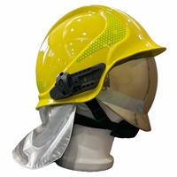 Casque de pompier 2026 avec écharpe en aramide aluminisé et visière à bande réfléchissante transparente/plaquée en option pour la lutte contre les incendies