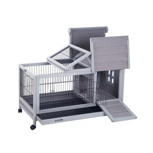 Cage à lapins en bois <span class=keywords><strong>pour</strong></span> intérieur et extérieur avec enclos, grande cage à lapins à 2 niveaux avec rampe, enclos multi-niveaux imperméable <span class=keywords><strong>pour</strong></span> lapins - Product Image 5