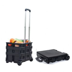 Hot Sale Supermarket <b>Plastic</b> Portable Foldable Luggage Cart Folding Shopping <b>Trolley</b> Shop Bags - Product Image 6