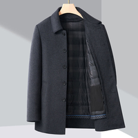Manteau haut de gamme pour hommes d'âge moyen et âgés, manteau en laine pour l'automne et l'hiver, manteau en laine épais doublé de polaire pour hommes