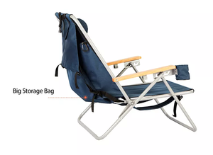 Chaise longue de plage pliable en aluminium pour l'extérieur avec pochette isotherme - Product Image 3