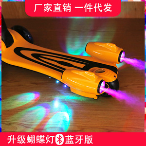 Trottinette pour enfants avec lumières, 3 en 1, pliable, à batterie, pour enfants de 3 à 10 ans, hauteur réglable, rouge, Bluetooth, lumière latérale - Product Image 5