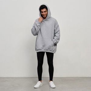 Sweat à capuche surdimensionné en coton de haute qualité, polaire épaisse, épaules tombantes, sweats à capuche unis vierges personnalisés pour hommes - Product Image 1