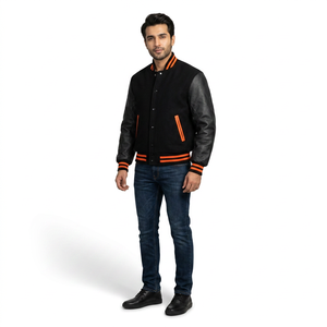 Veste de baseball universitaire pour hommes de haute qualité, logo imprimé personnalisé, vente en gros, polyester uni, style universitaire, prix bas - Product Image 1