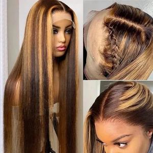 Wholesale <b>Wigs</b> Raw Indian Virgin Human Hair Body Straight Frontal <b>Wigs</b> Highlight <b>Wigs</b> Human Hair <b>for</b> <b>Black</b> <b>Women</b> - Product Image 4