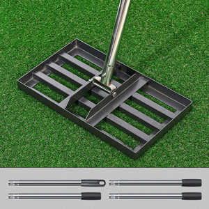 Outil de nivellement de pelouse galvanisé à hauteur réglable, manche en métal, râteau de golf pour prairies - Product Image 5