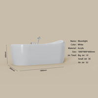 Baignoire de massage à remous en acrylique de forme ovale Baignoire de massage à trempage autoportante intérieure avec jets d'eau Jets d'air