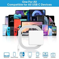 Pengisi Daya Mac Book Pro Air dengan Kabel Pengisian Daya Tipe C 96W 67W 61W Adaptor Daya Cepat USB Tipe C, Kompatibel dengan MacBook Air Pro