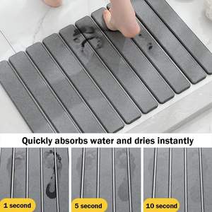 Tapis de bain en diatomite solide pliable, antidérapant, super absorbant, séchage rapide, tapis de sol de salle de bain - Product Image 4