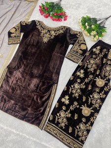 NEW DESIGNER PARTY WEAR HEAVY VISCOSE <b>VELVET</b> TOP WITH PANT BEAUTIFUL EMBROIDERY WORK WINTER WEAR TRADITIONAL FUNCTIONAL WEAR - Product Image 4