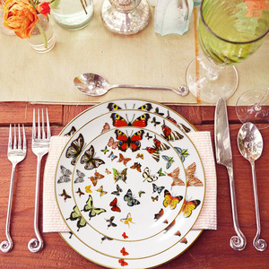 จานเซรามิกลายผีเสื้อขอบทองสำหรับรับประทานอาหารในบ้านจานเซรามิกพร้อมขอบทองสไตล์นอร์ดิกสำหรับใช้ในงานแต่งงาน - Product Image 6