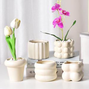 Pot de fleurs en céramique de style nordique moderne avec finition émaillée simple, vente en gros pour orchidées, plantes succulentes, jardinières vertes - Product Image 2