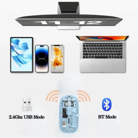 Harga Pabrik Mouse Nirkabel Optik Dual Mode 500mAh 2.4G+ BT5.2 1600DPI Mouse Gaming Isi Ulang Layar Daya Tahan Air