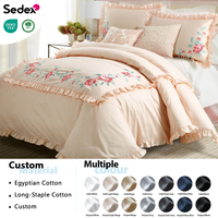 Draps de lit en coton égyptien de qualité supérieure, taille Queen, broderie