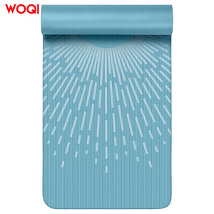 Tapis de yoga Woqi 6 mm d'épaisseur en TPE antidérapant avec sangle de transport bleu paon rectangulaire pour la remise en forme à domicile usage universel - Product Image 2