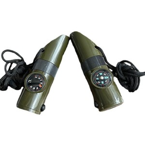 Survival Whistle With Led Light Thermometer Compass Military Green Compact For Camping Outdoor Use - Product Image 4