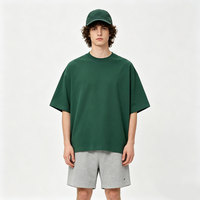 T-shirt Homme AMLClever 100% Coton Luxe Tricoté Coupe Boxy 230g Grammage Lourd Anti-Rétrécissement Teint Uni Motif Imprimé