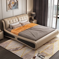 Wohn möbel für das Schlafzimmer weißes Leder gepolstert König aus gezeichnete bequeme moderne Doppel rahmen Aufbewahrung sbett für Erwachsene