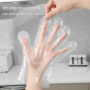 Guantes Desechables de Plástico PE para el Hogar, Impermeables, Textura Suave, de Un Solo Uso, Grosor Medio, Grado Alimenticio para Cocina - Product Image 3