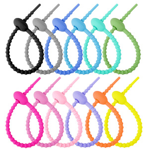 High Quality Multifunctional Storage Lanyard Reusable Silicone Rubber Cable Ties DIY Keychain Color Hanging Rope