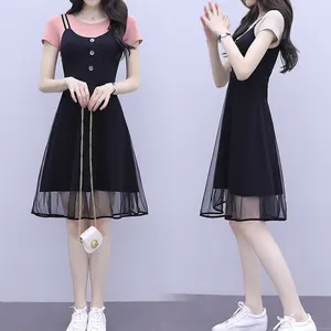 2021新款时尚设计女装短袖连衣裙韩版夏季连衣裙