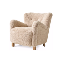 Fauteuil simple durable pour salon, avec accoudoirs évasés, pieds en chêne massif, fauteuil rembourré, mobilier d'intérieur pour villa et appartement