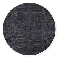 Set de table rond en similicuir PU facile à nettoyer, effet crocodile gaufré, taupe, 15 pouces