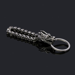 yunnique Stainless Steel Dragon Head Keychain Chain <b>Car</b> <b>Key</b> <b>Ring</b> Men's Gift Jewelry Buckle Animal Design - Product Image 1