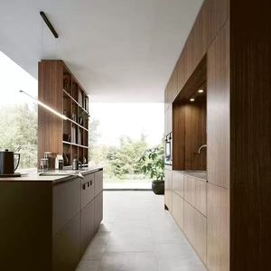 Mobili da <span class=keywords><strong>Cucina</strong></span> Modulari Moderni Ecologici in Acciaio Inox Ignifugo con Isola in Legno, Soluzione Completa per Cucine di Appartamenti e Ville - Product Image 3