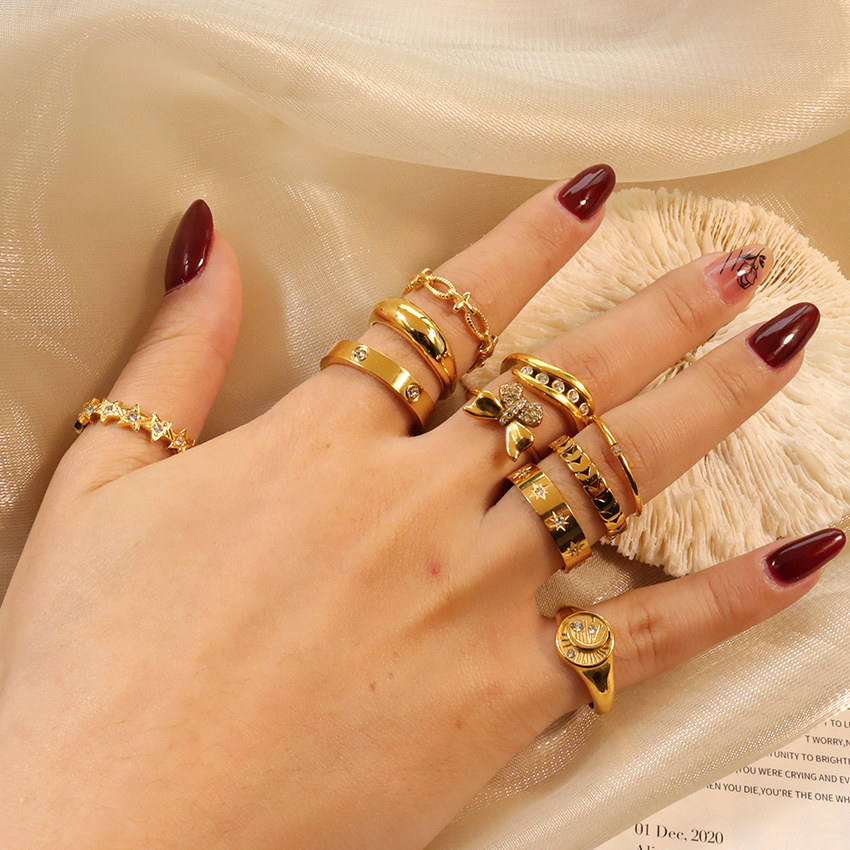 Anillo minimalista de moda, anillos de acero inoxidable chapados