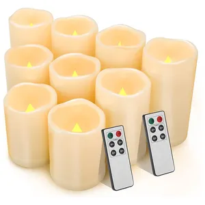 Candele impermeabili per esterni, candele a batteria candele a LED telecomandate con Timer, candele a colonna senza fiamma Set di 3