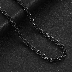 Collier chaîne Rolo en acier inoxydable pour hommes et femmes, couleur noire, plaqué, maillons en métal, collier ras du cou, accessoires de bijoux, cadeau - Product Image 4