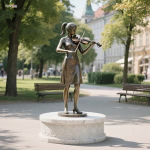 รูปปั้นทองสัมฤทธิ์ขนาดใหญ่สำหรับผู้หญิงรูปปั้นหล่อรูปไวโอลินเล่นไวโอลินกลางแจ้งสวนสาธารณะสั่งทำได้ - Product Image 4